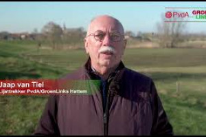 Jaap van Tiel, lijsttrekker lijst PvdA-GroenLinks Hattem vraagt een klein moment van je tijd in videoboodschap